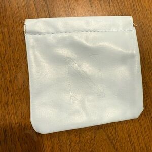 Letter N embossed monogram pouch _ Light Blue Faux Leather Pouch